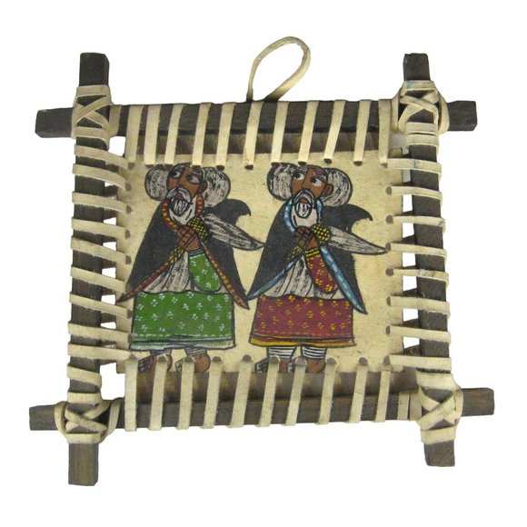 Men Robes Costumes Painted Lashed Wrapped Size 8 Tall Inches Wall Decor Leather - Picture 1 of 6